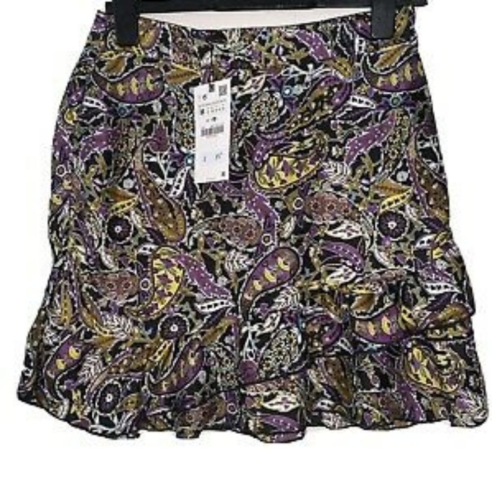 ZARA Purple Paisley Print Ruffle Mini Skirt - Picture 14 of 14
